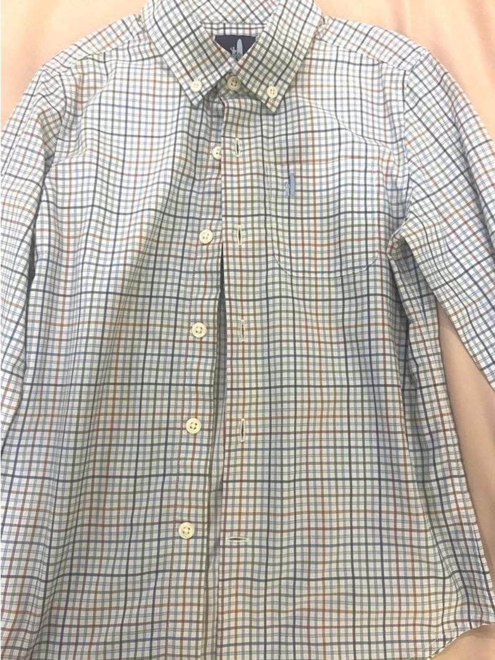 johnnie-O Boys Button-Down Plaid Shirt in Blue and Brown